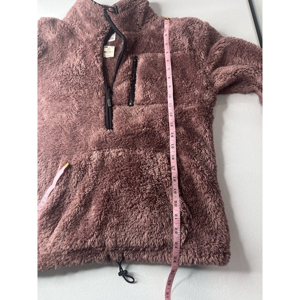 VS PINK Teddy Fleece Half Zip Pullover Sweater Sweatshirt Mauve Size XS - Picture 6 of 7
